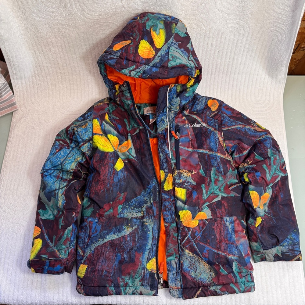 Columbia 6/7 Lightning Lift Camo Kids' Multicolor Snow Hooded Jacket